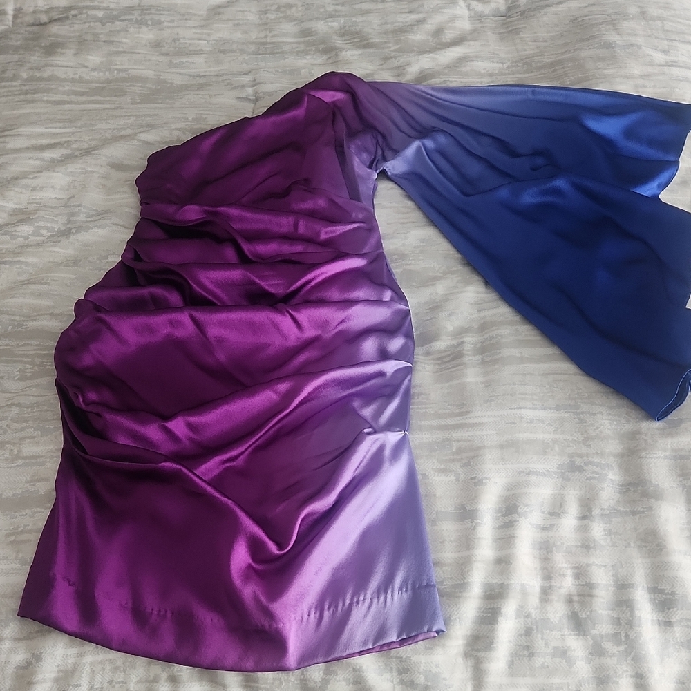 Nicole Miller Purple Satin Dress